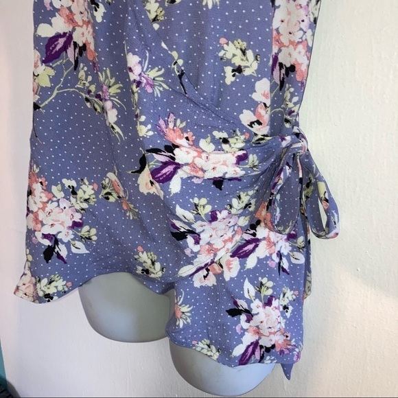 Express Floral Sleeveless Wrap Top XL - Picture 2 of 4